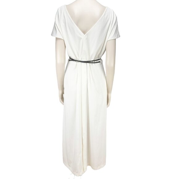 ADAY Minimalist Multiway Stretch Travel Whiteโ Maxi Dress with Black Belt sz S - Picture 8 of 16